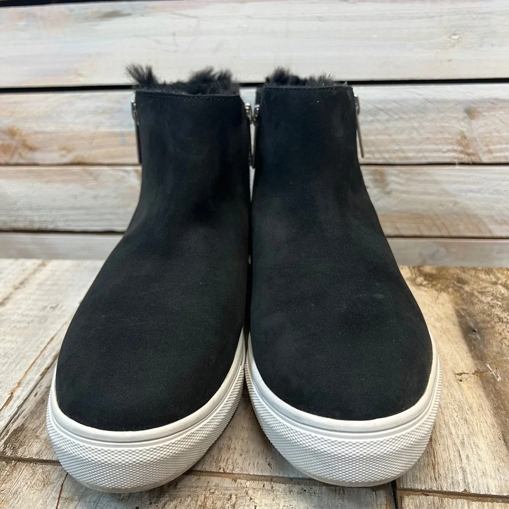 JSlides Poppy Waterproof Faux Fur Platform Sneaker Booties Black 7